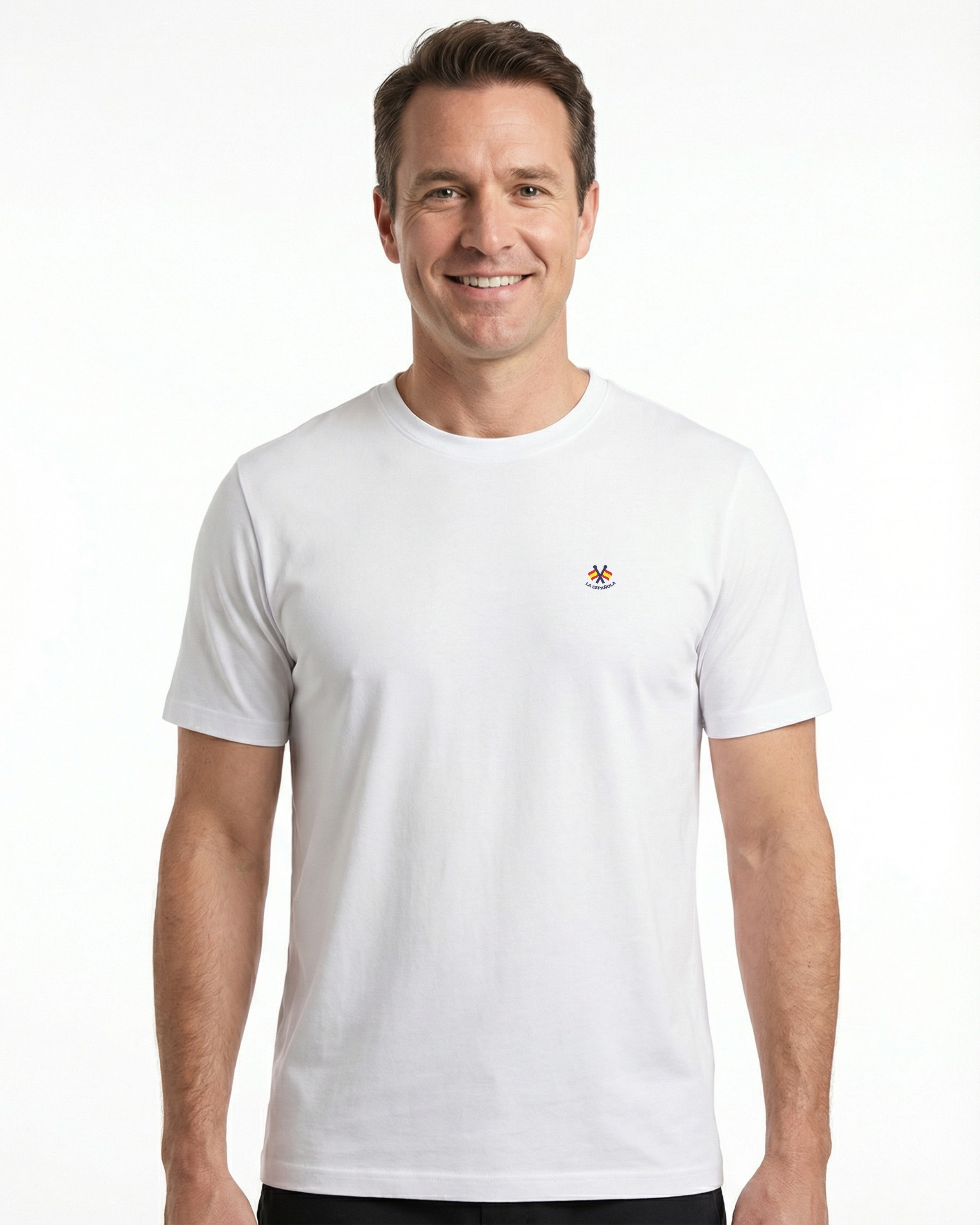 Camiseta básica algodón orgánico bordada blanco serie 10945