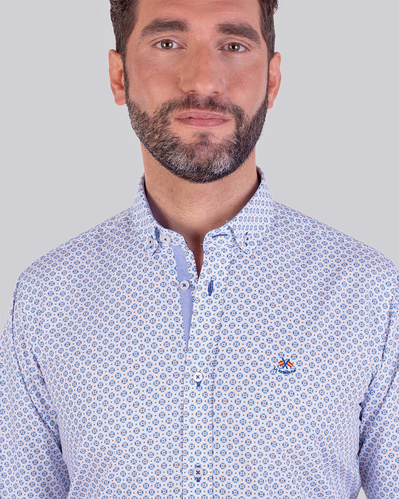 Camisa algodón microestampada cuello boton serie 55927