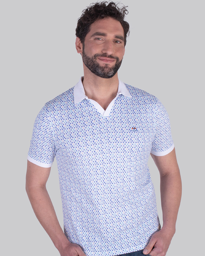Polo manga corta estampado cuello en V serie 10875