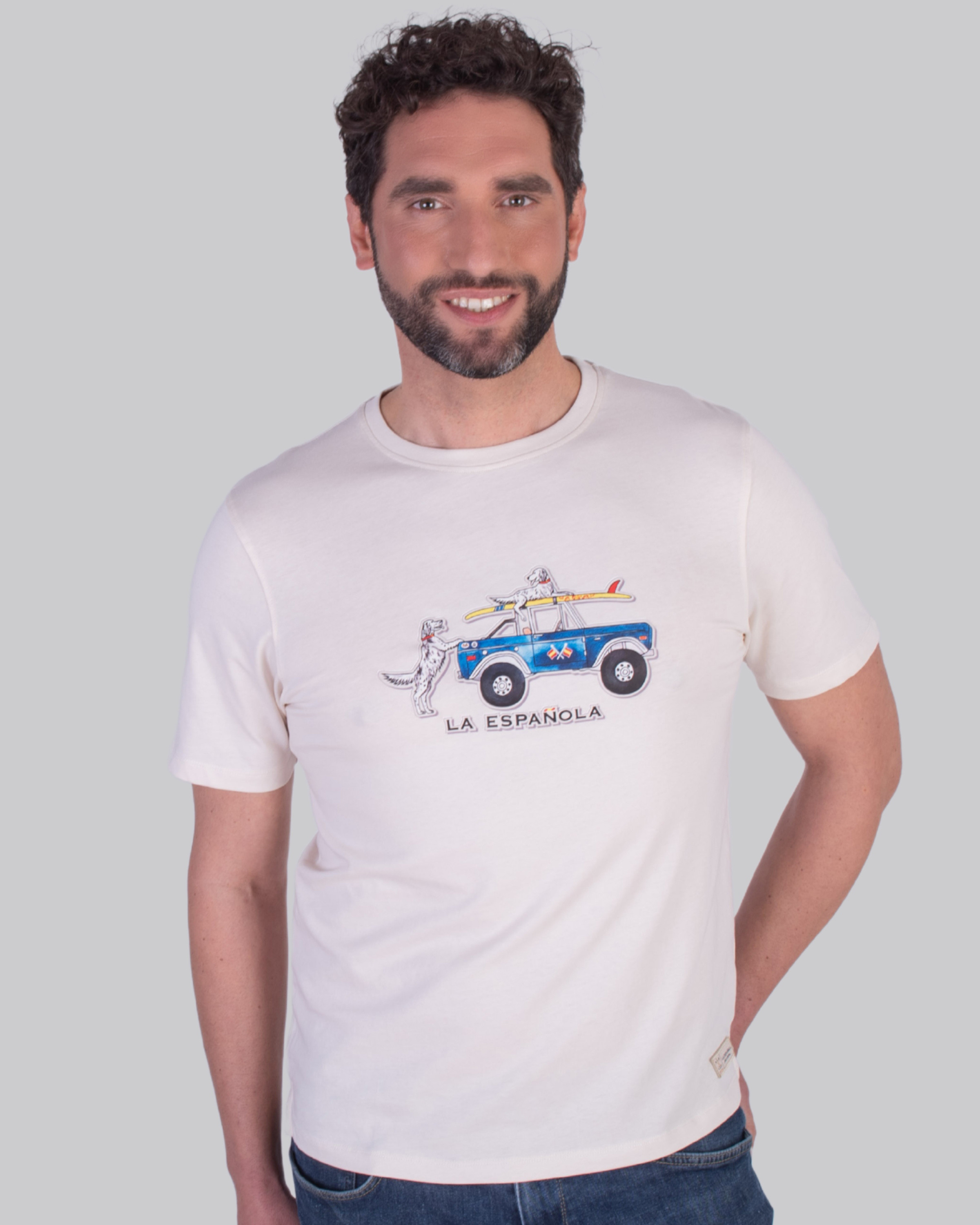 Camiseta  algodón estampada en pecho serie 10856