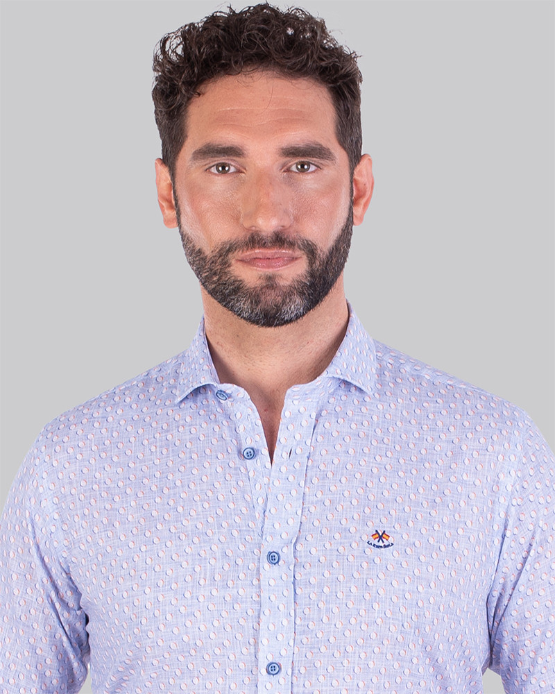 Serie 55941 Camisa algodón estampada cuello italiano