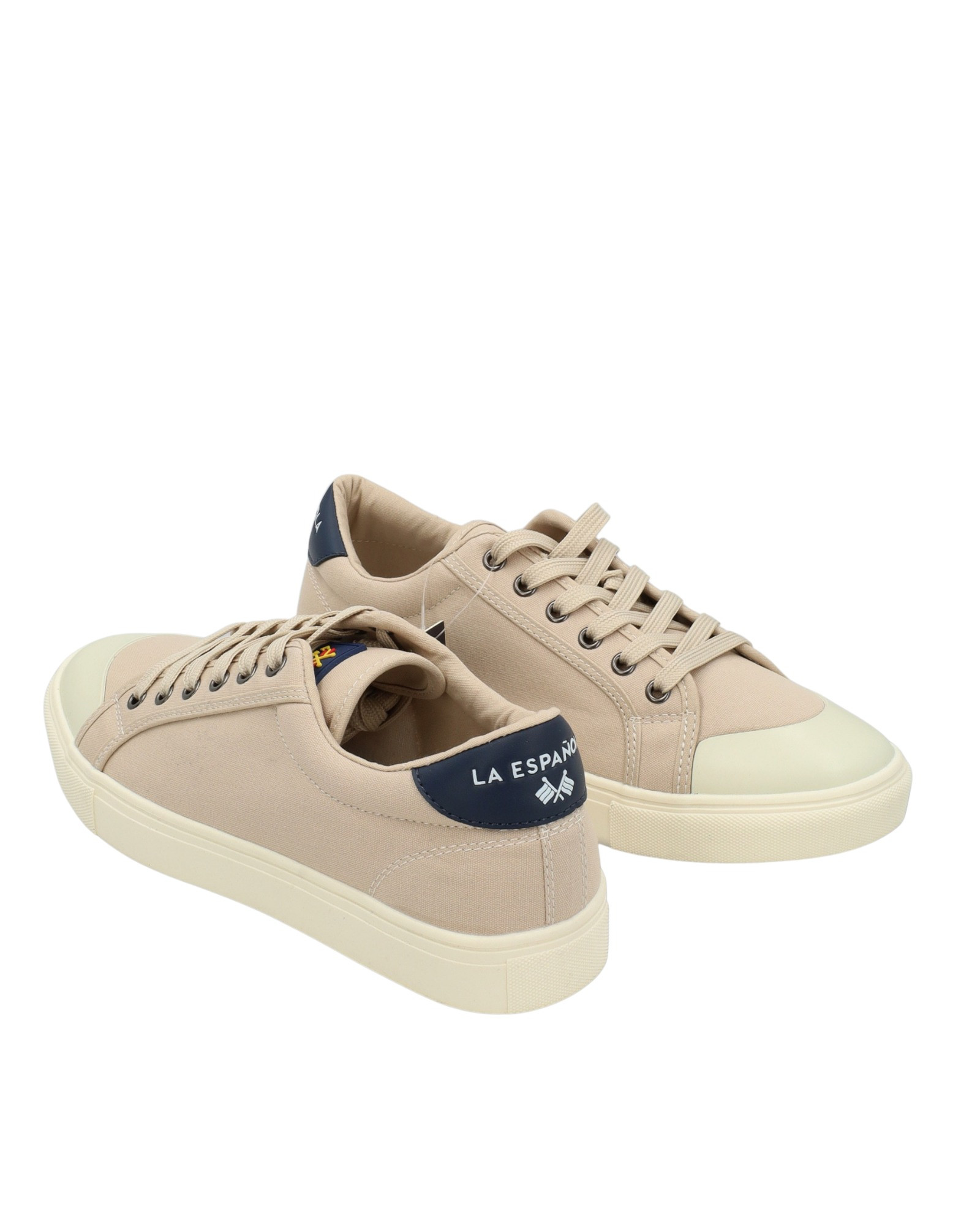 Serie león zapato lona con cordones y suela goma color beige