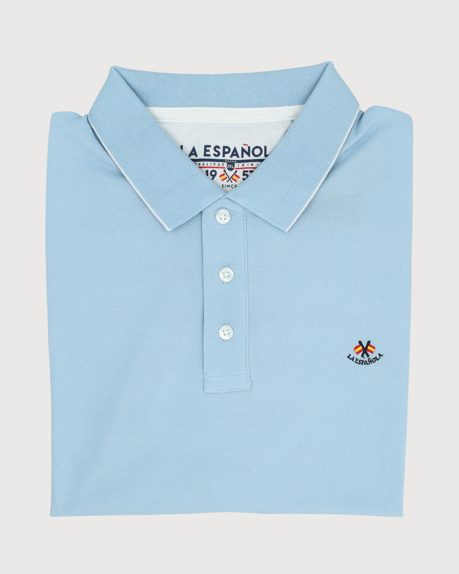 Polo básico algodón manga corta celeste serie 10866