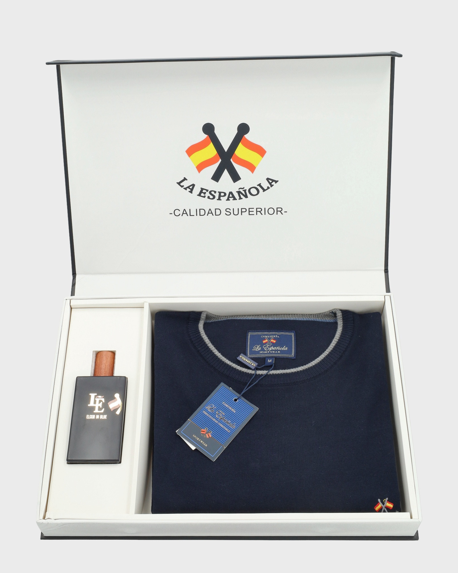 Serie 18014 pack especial regalo formado por suéter cuello caja y elixir colonia color 8 azul marino