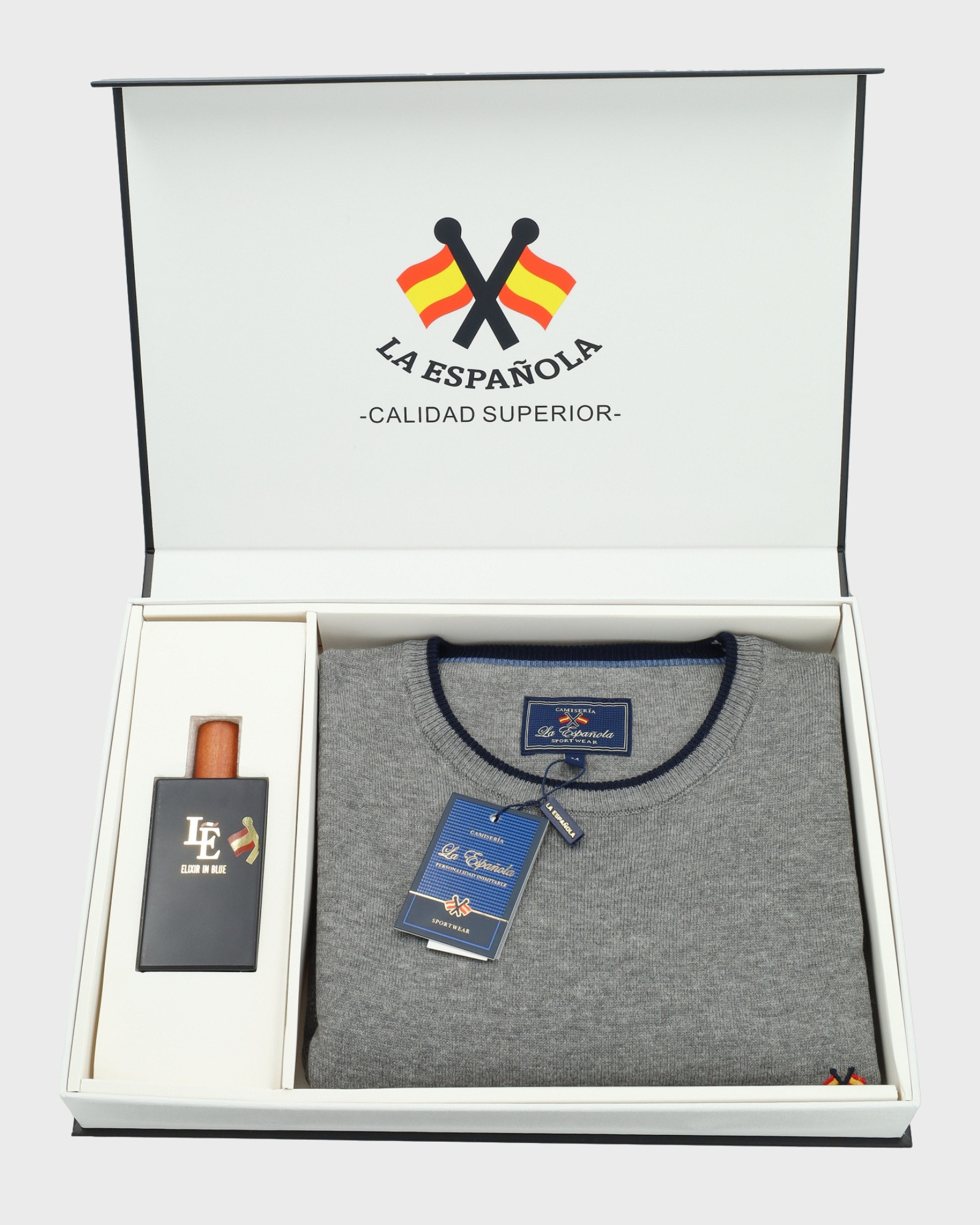 Serie 18014 pack especial regalo formado por suéter cuello caja y elixir colonia color 1 gris