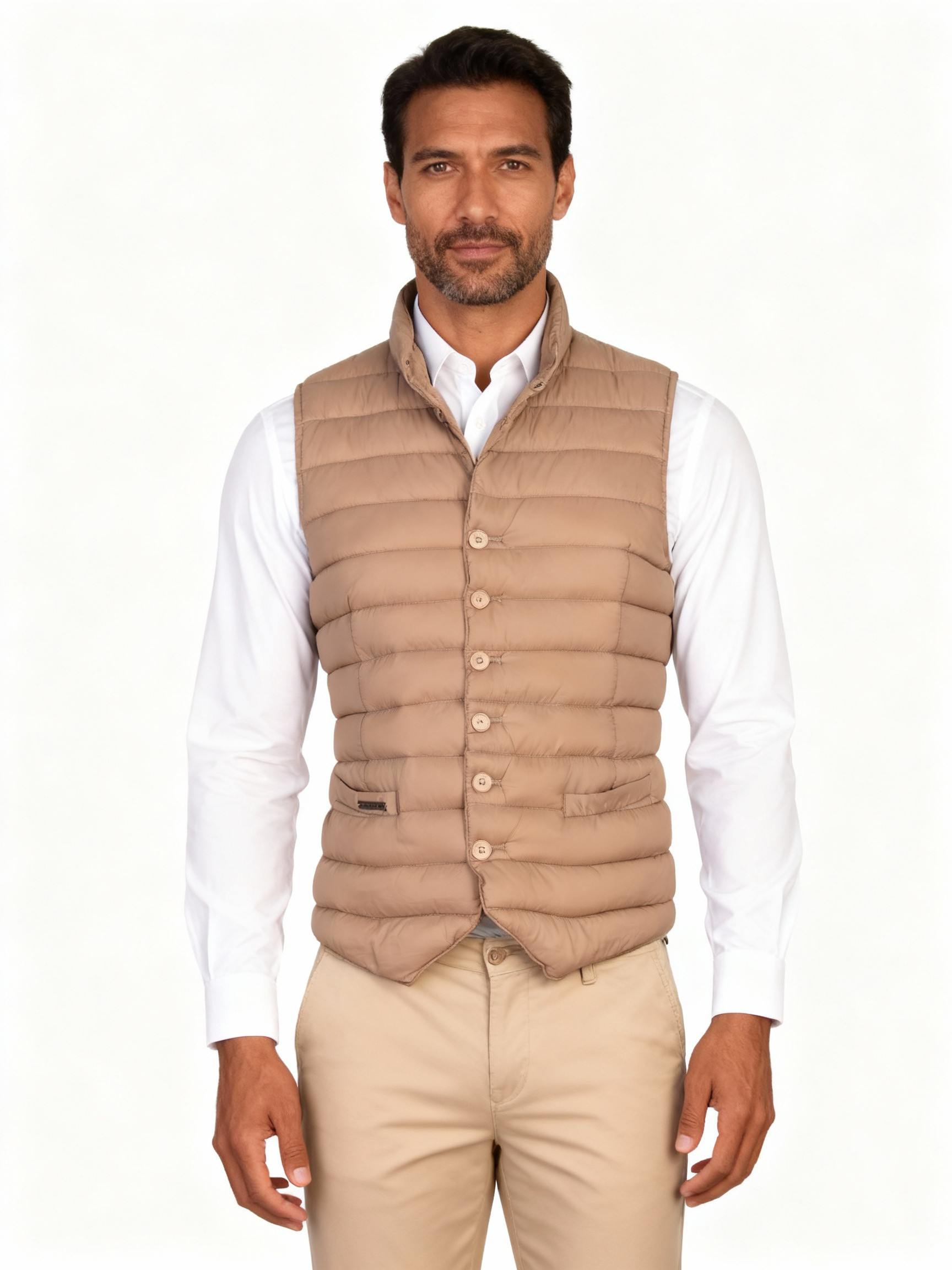 Serie  Peter chaleco acolchado color camel