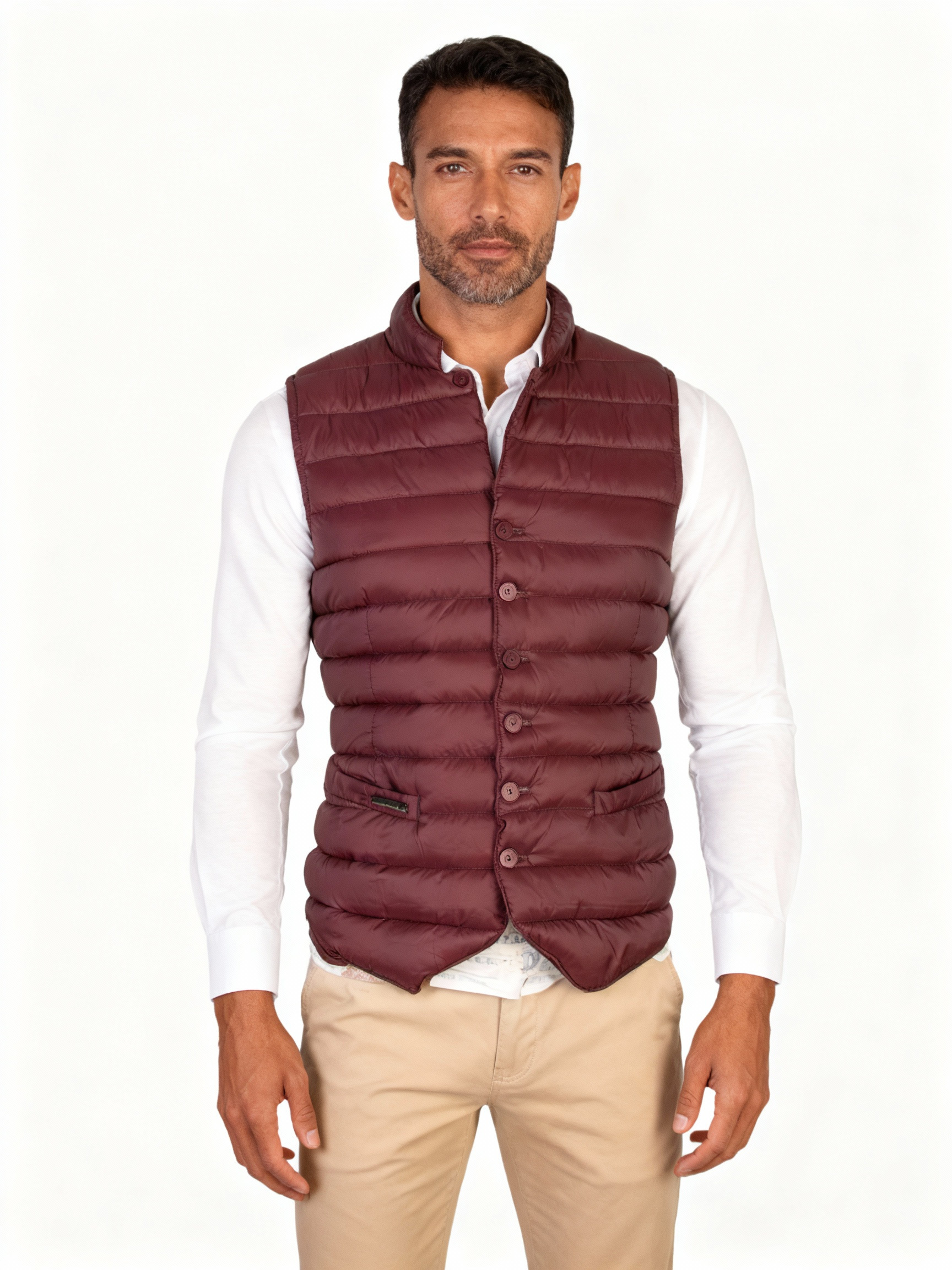 Serie  Peter chaleco acolchado color granate