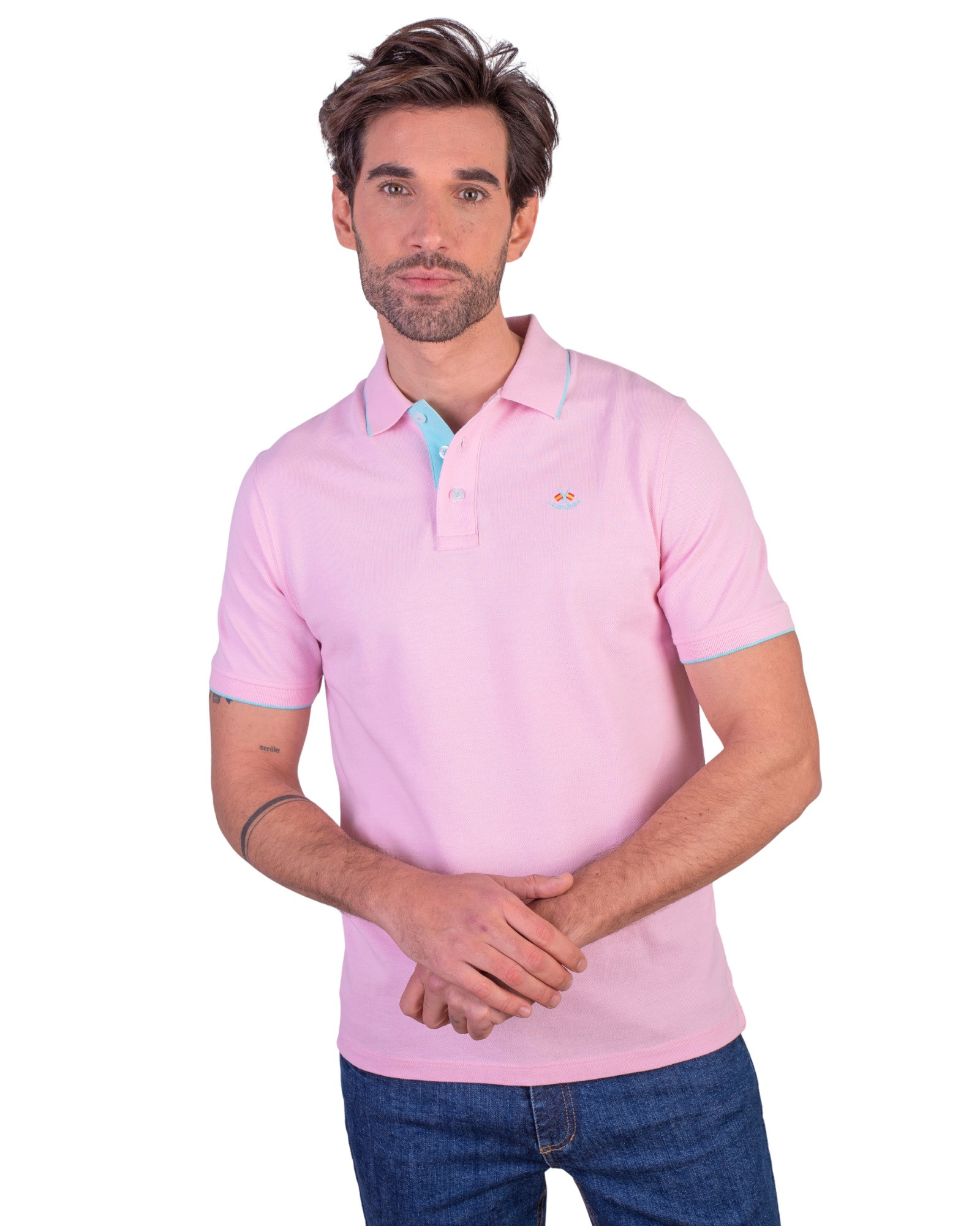 Serie 10866 Polo básico algodón manga corta color rosa