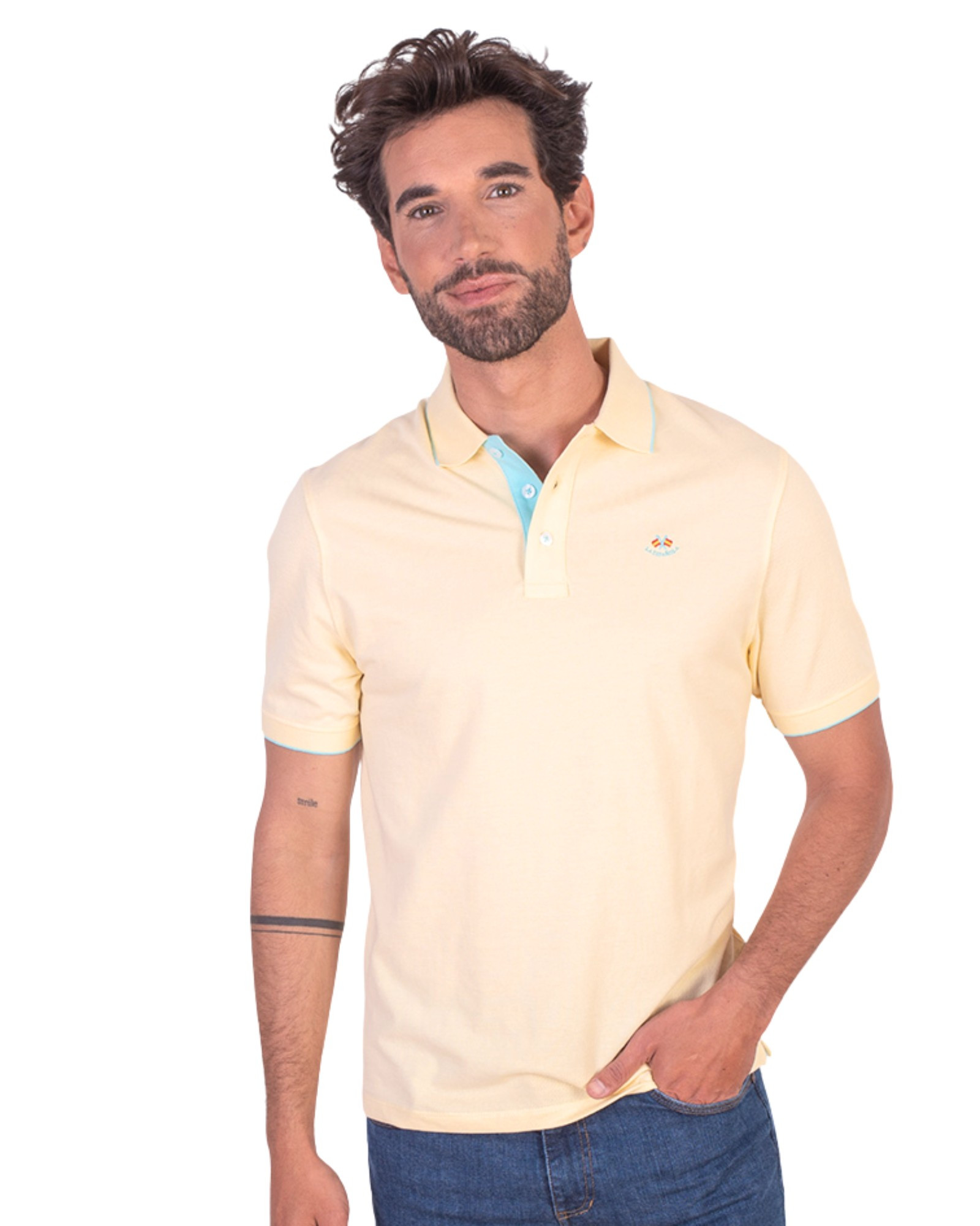 Polo básico algodón manga corta amarillo serie 10866