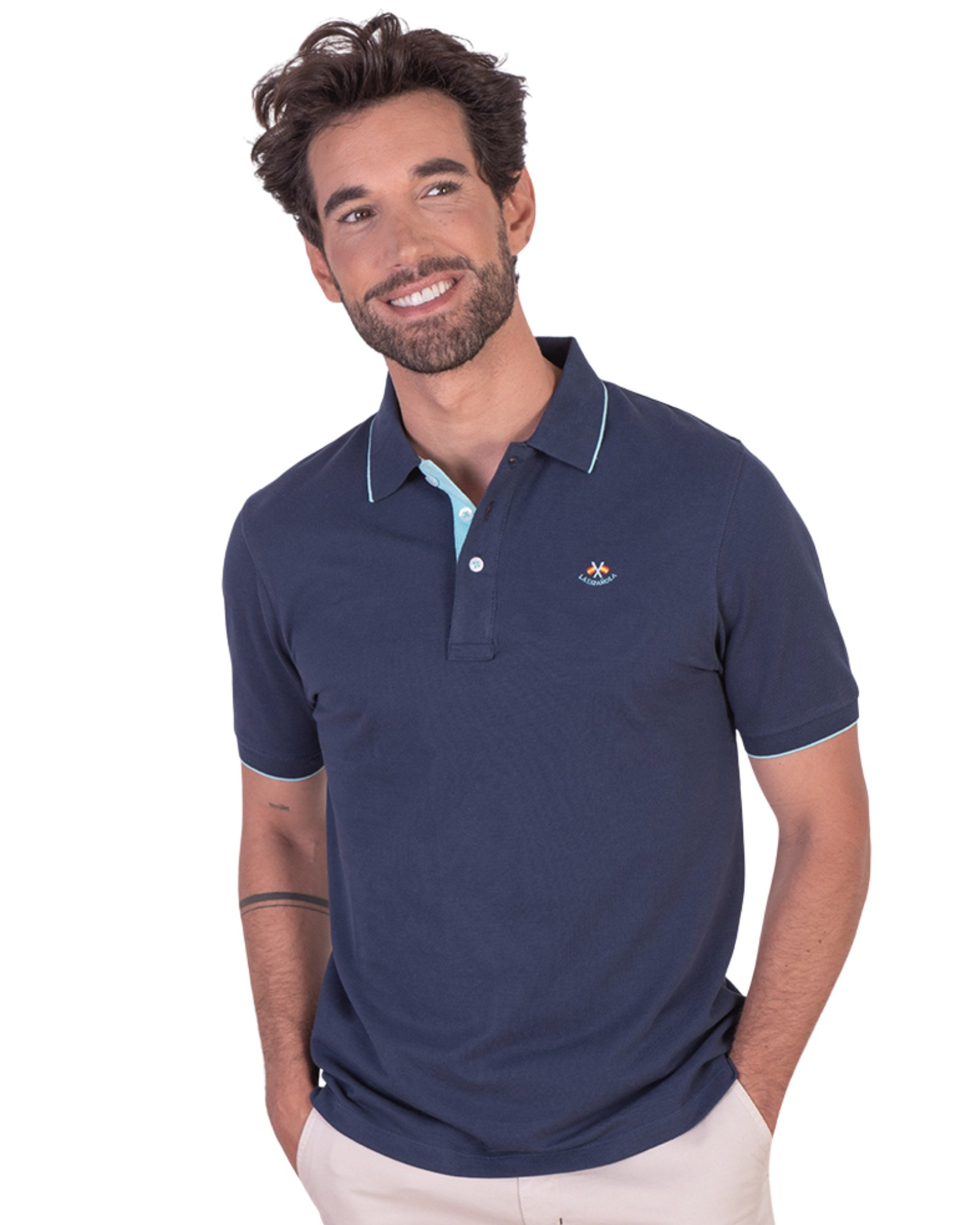 Polo basico algodón manga corta marino serie 10866