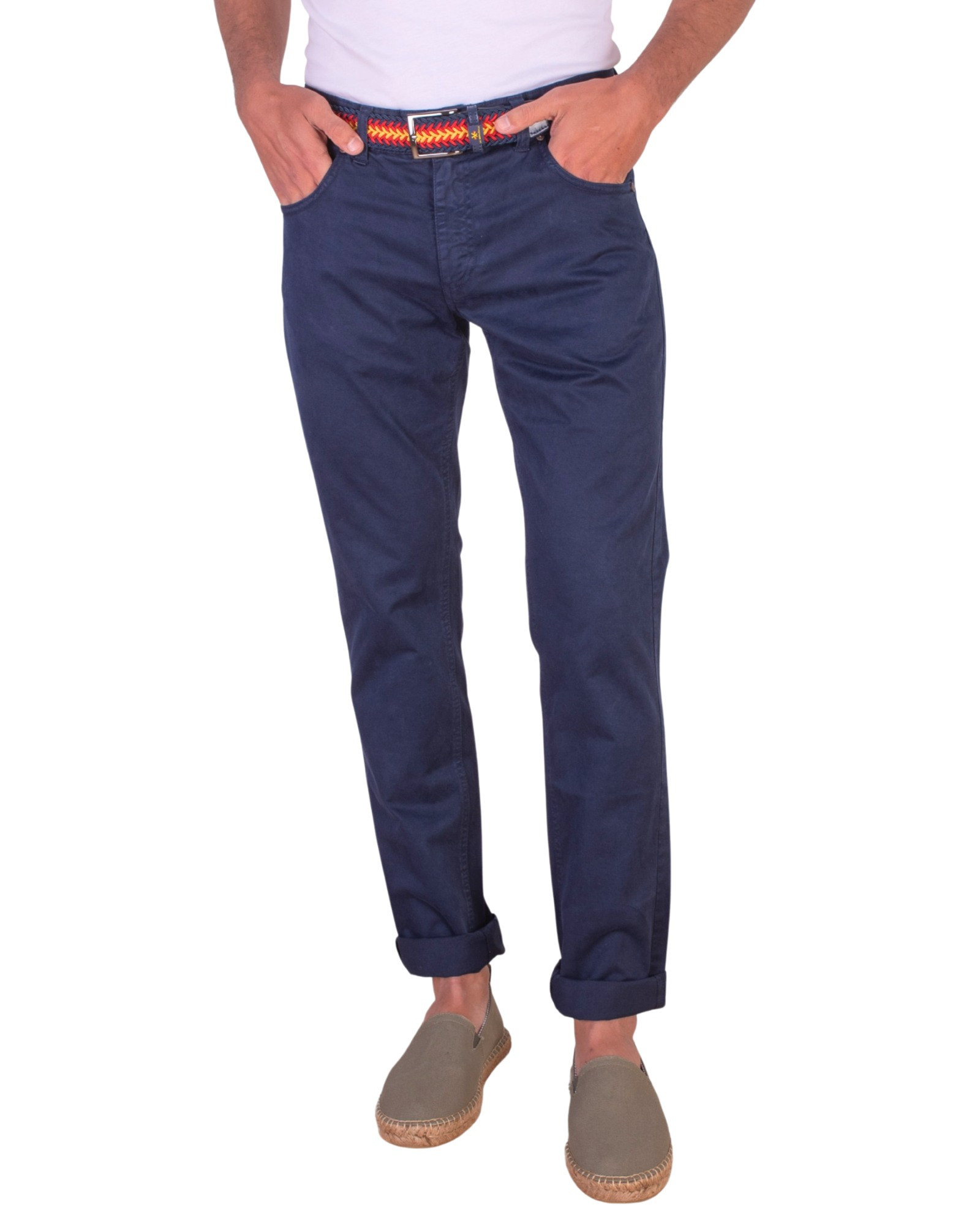 Pantalón 5 bolsillos sarga tintado marino serie  10846