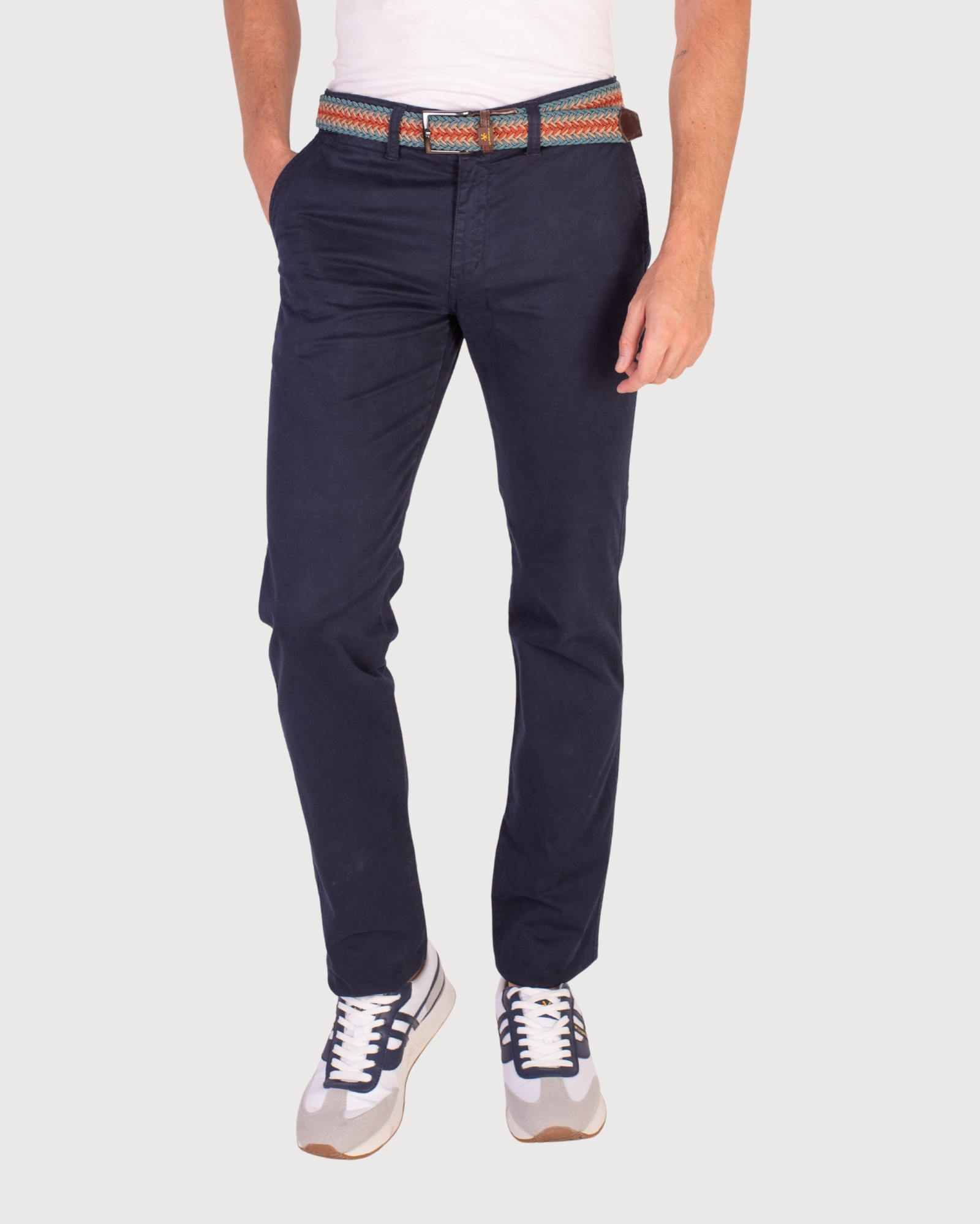 PANTALÓN CHINO ALGODÓN ELASTANO SERIE LLORENTE COLOR 16 AZUL MARINO