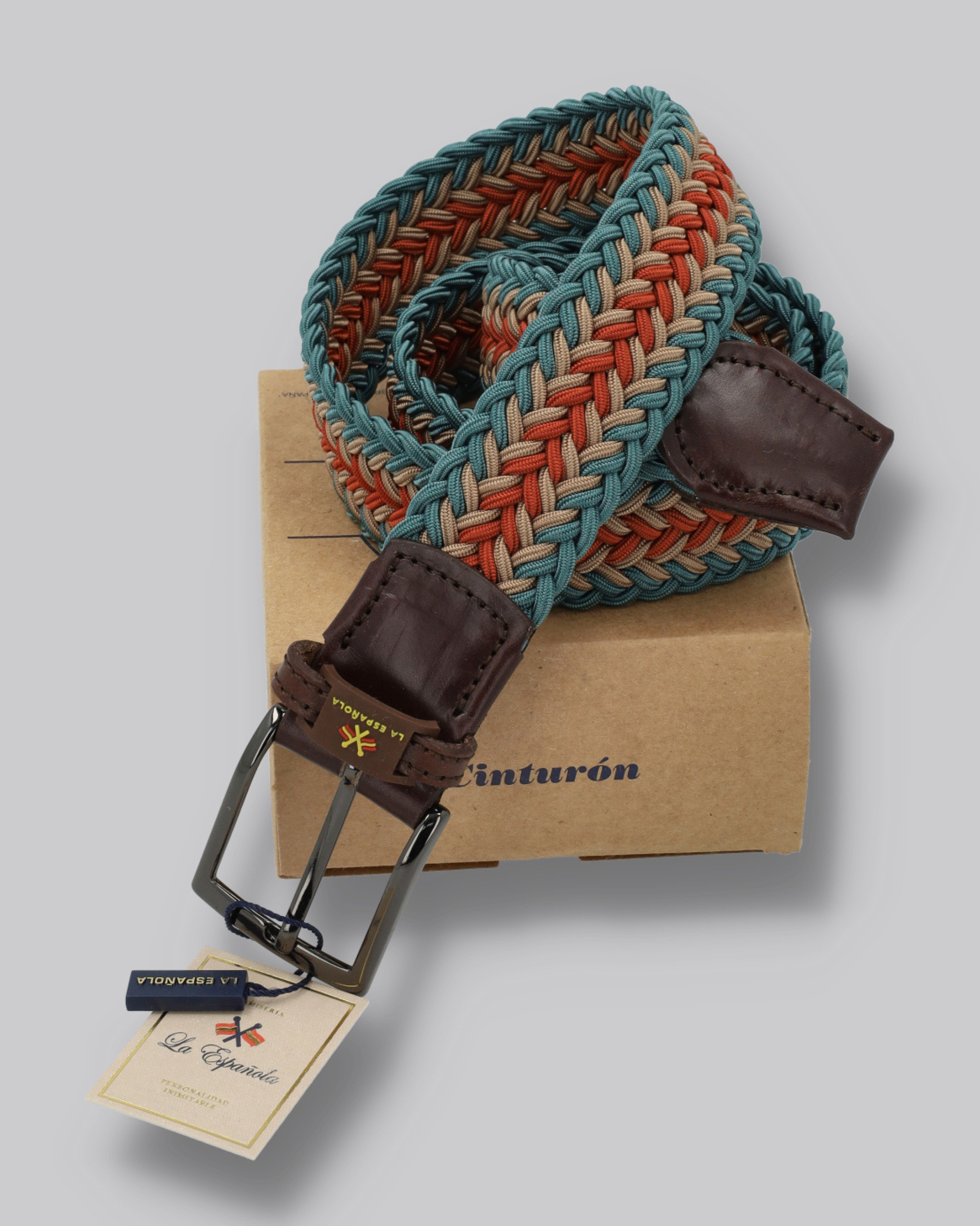 Cinturón elástico trenzado multicolor - serie 10903AGUA