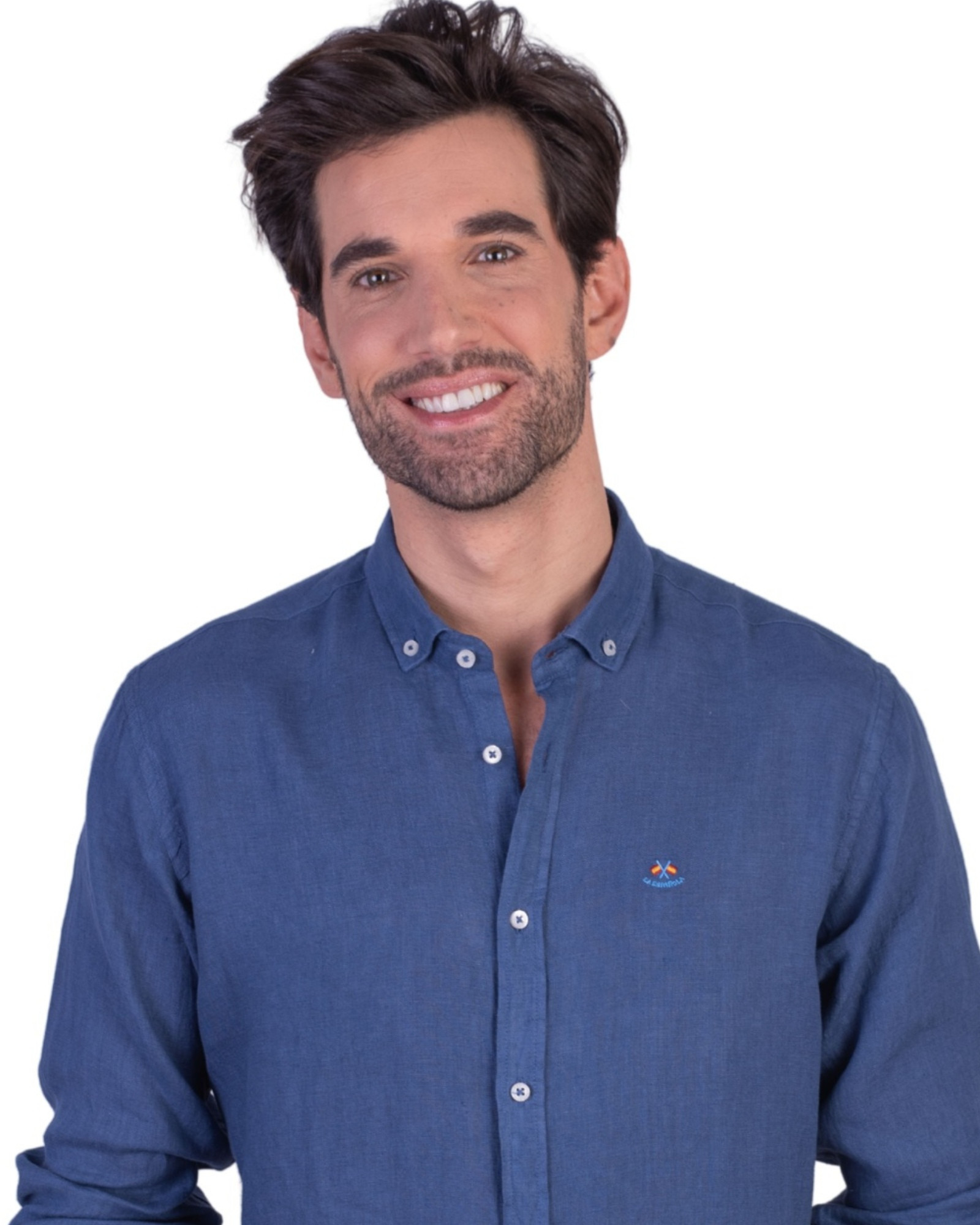 Serie 56143 Camisa lino lisa cuello botón