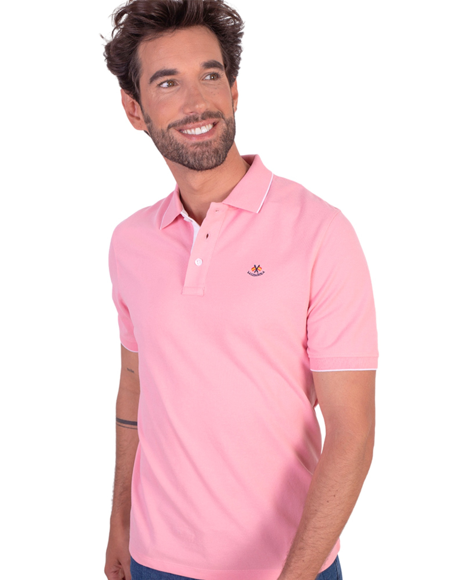 Serie 10866 Polo básico algodón manga corta color rosa chicle