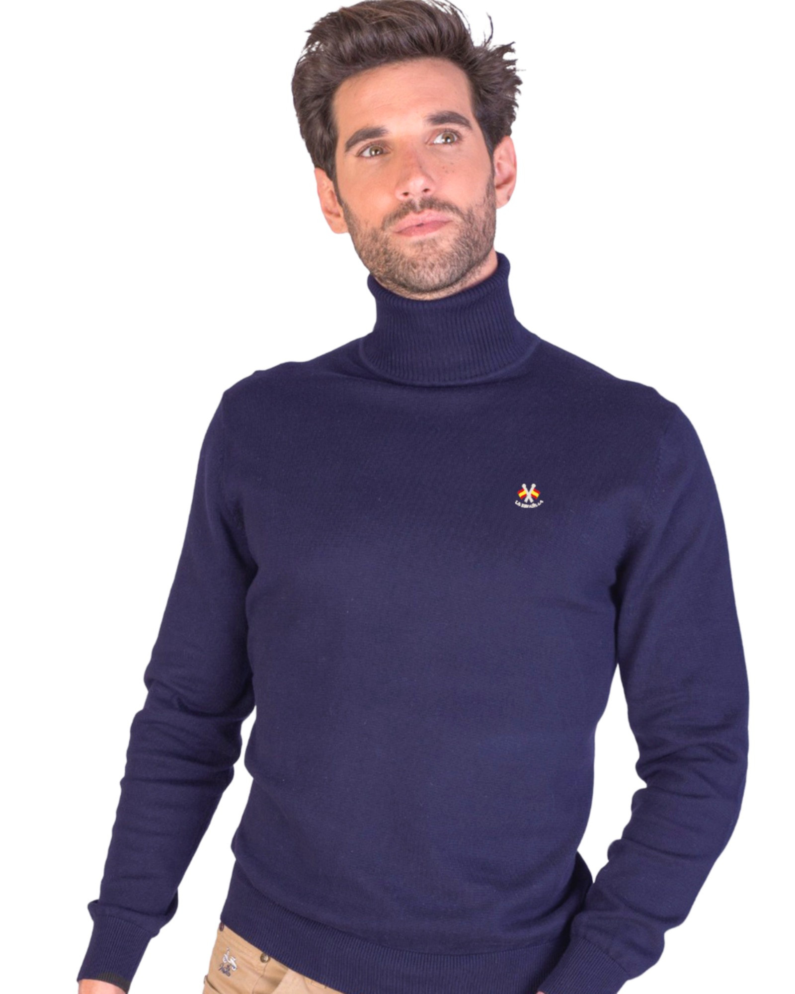 Serie 10753 suéter cuello cisne color azul marino