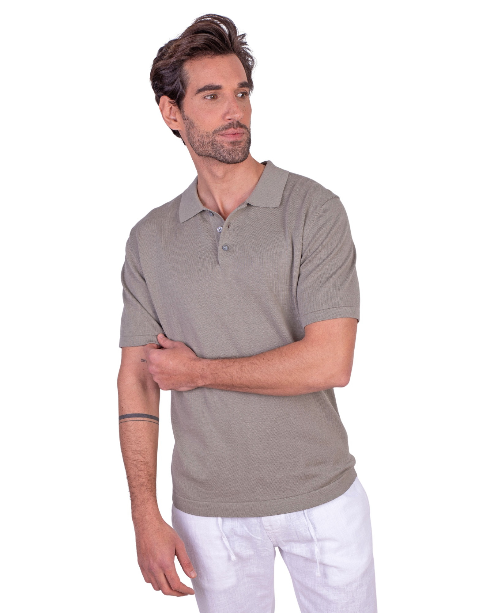 Serie 10961 Polo manga corta tricotosa liso color 6 verdoso