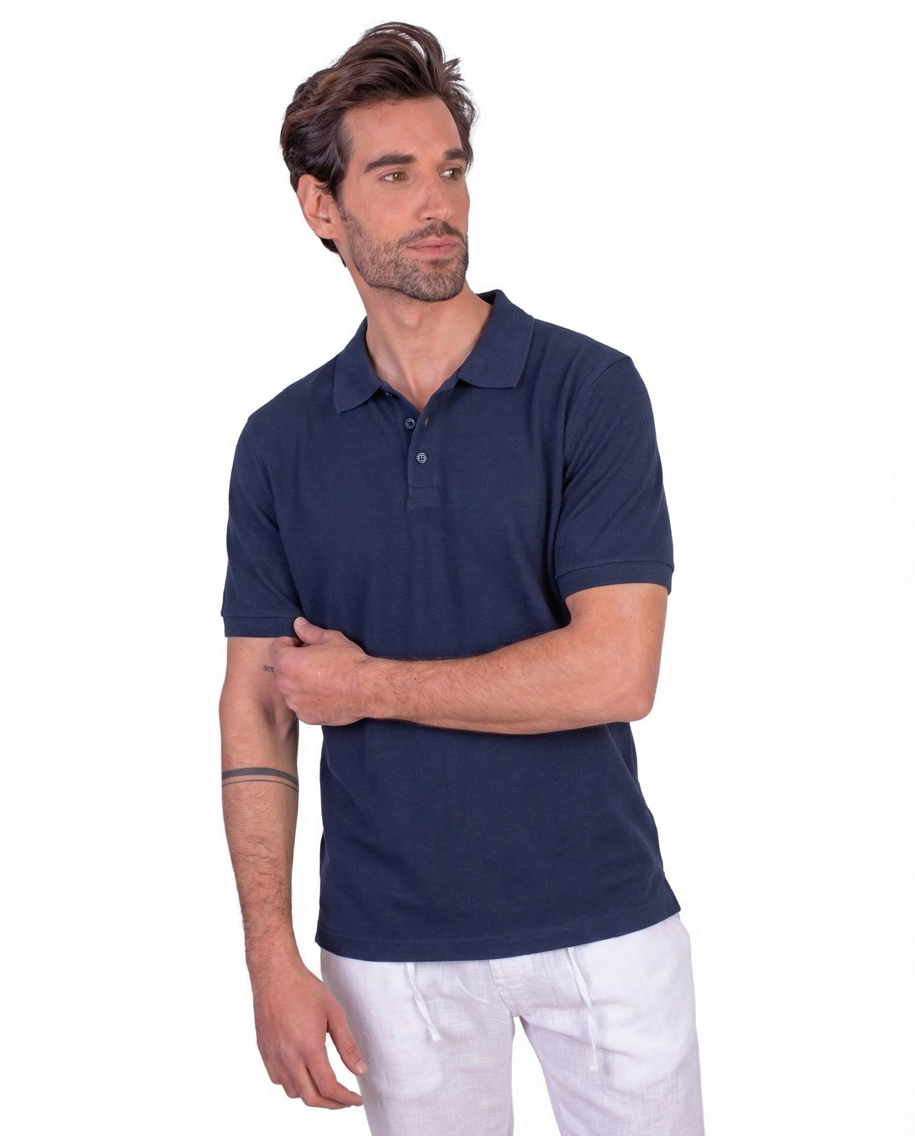 Polo manga corta tricotosa liso marino serie10961