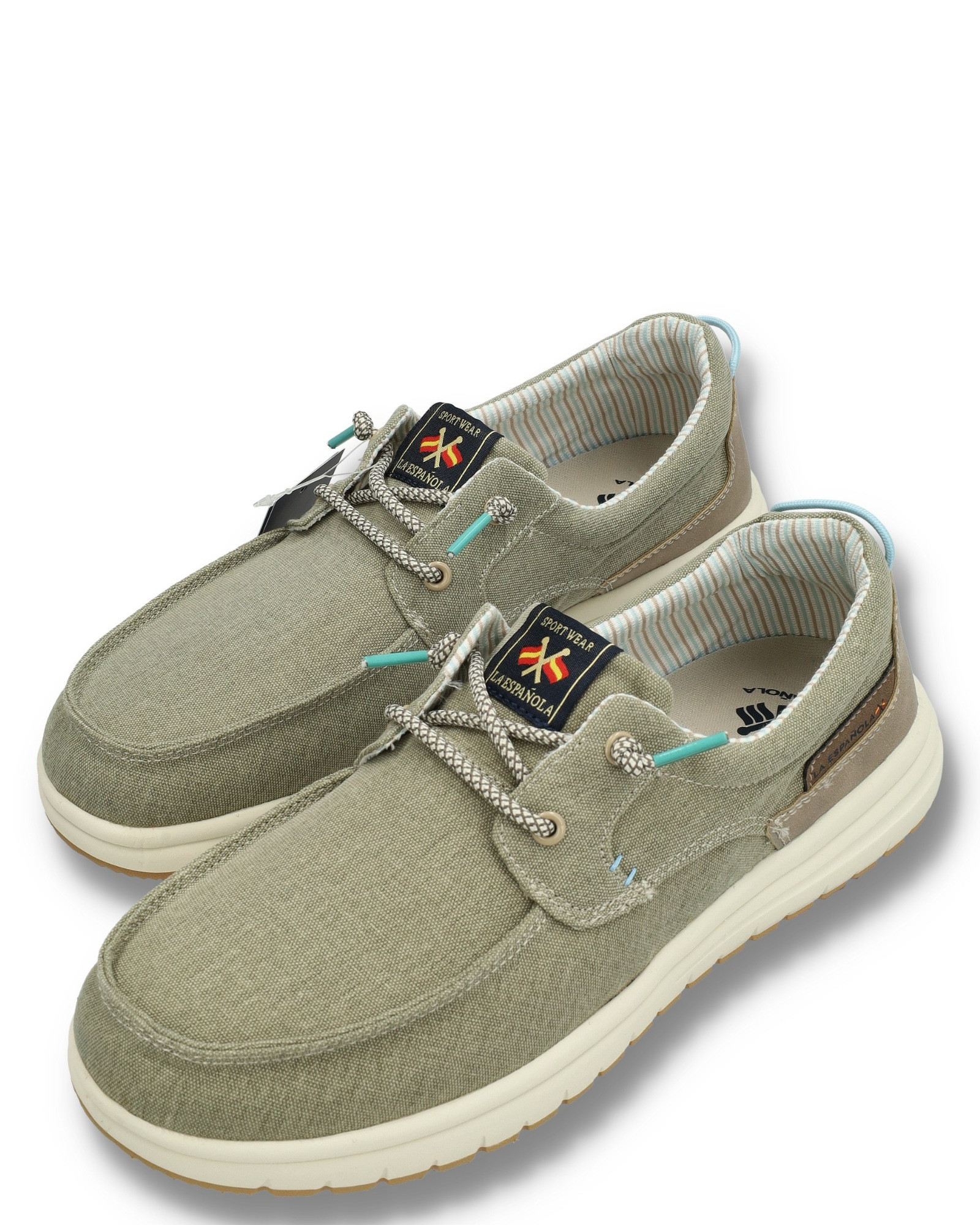 Zapatilla lona cordones y suela goma beige serie Coruña