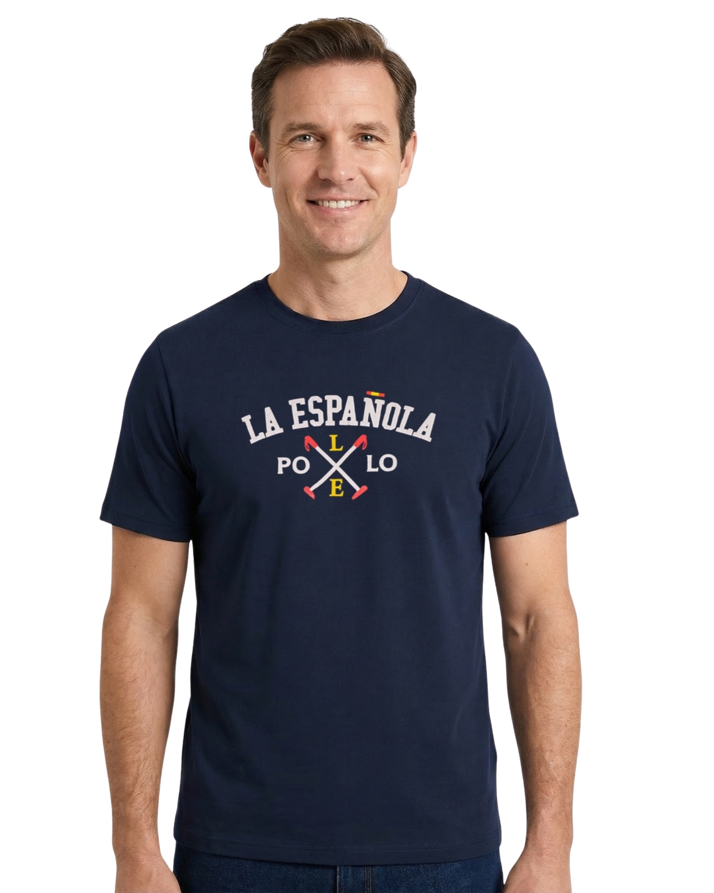 Camiseta cuello caja estampada algodón organico color azul marino serie 10947