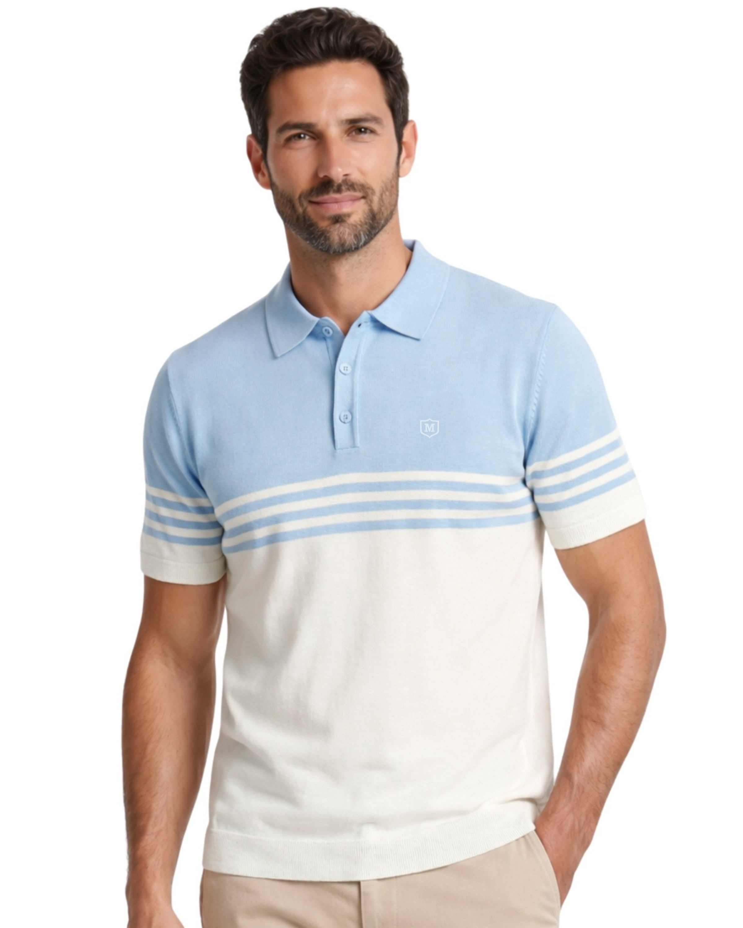 Serie 401 Suéter cuello polo botones tricotosa color único