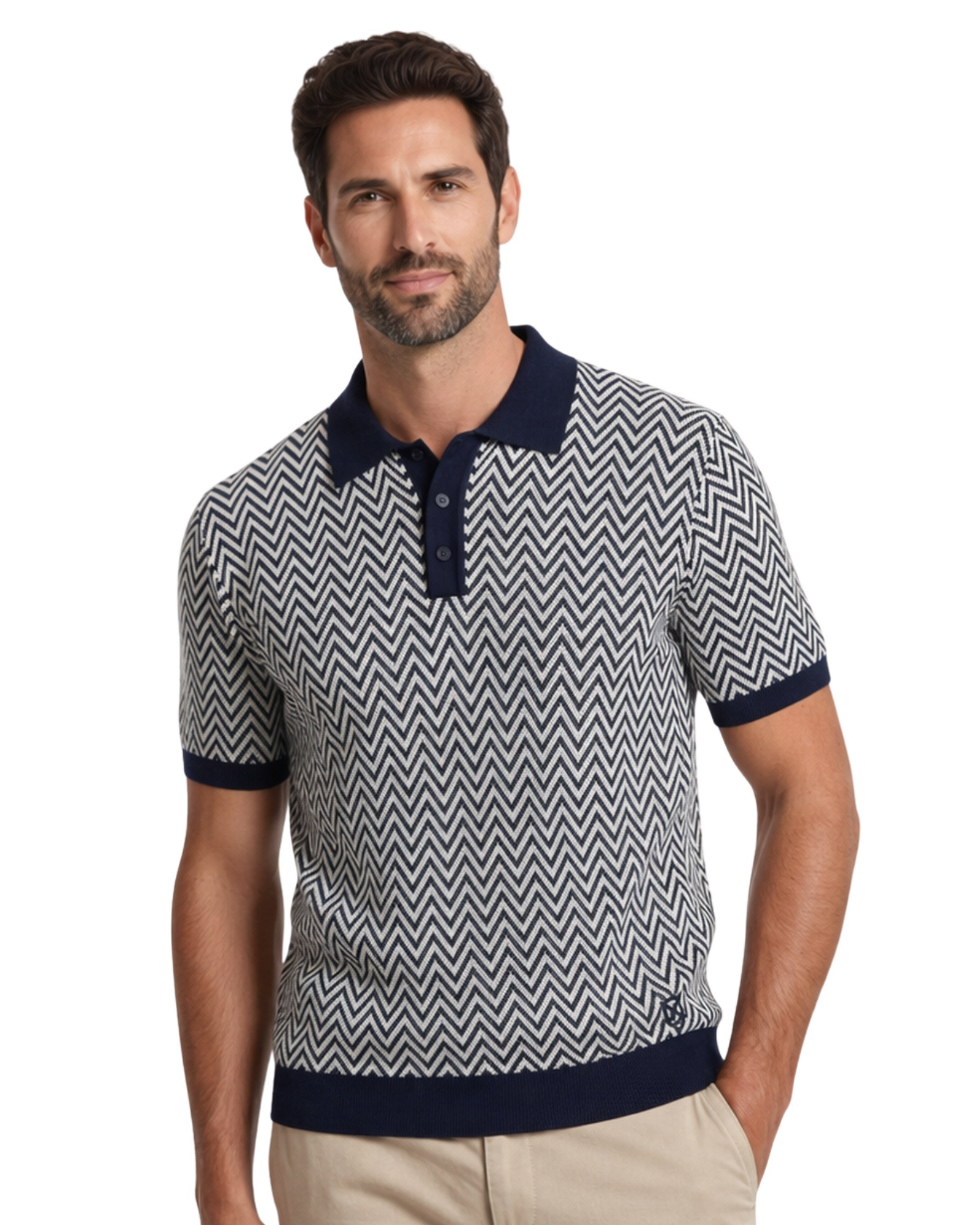 Serie 403 Suéter cuello polo botones tricotosa color único