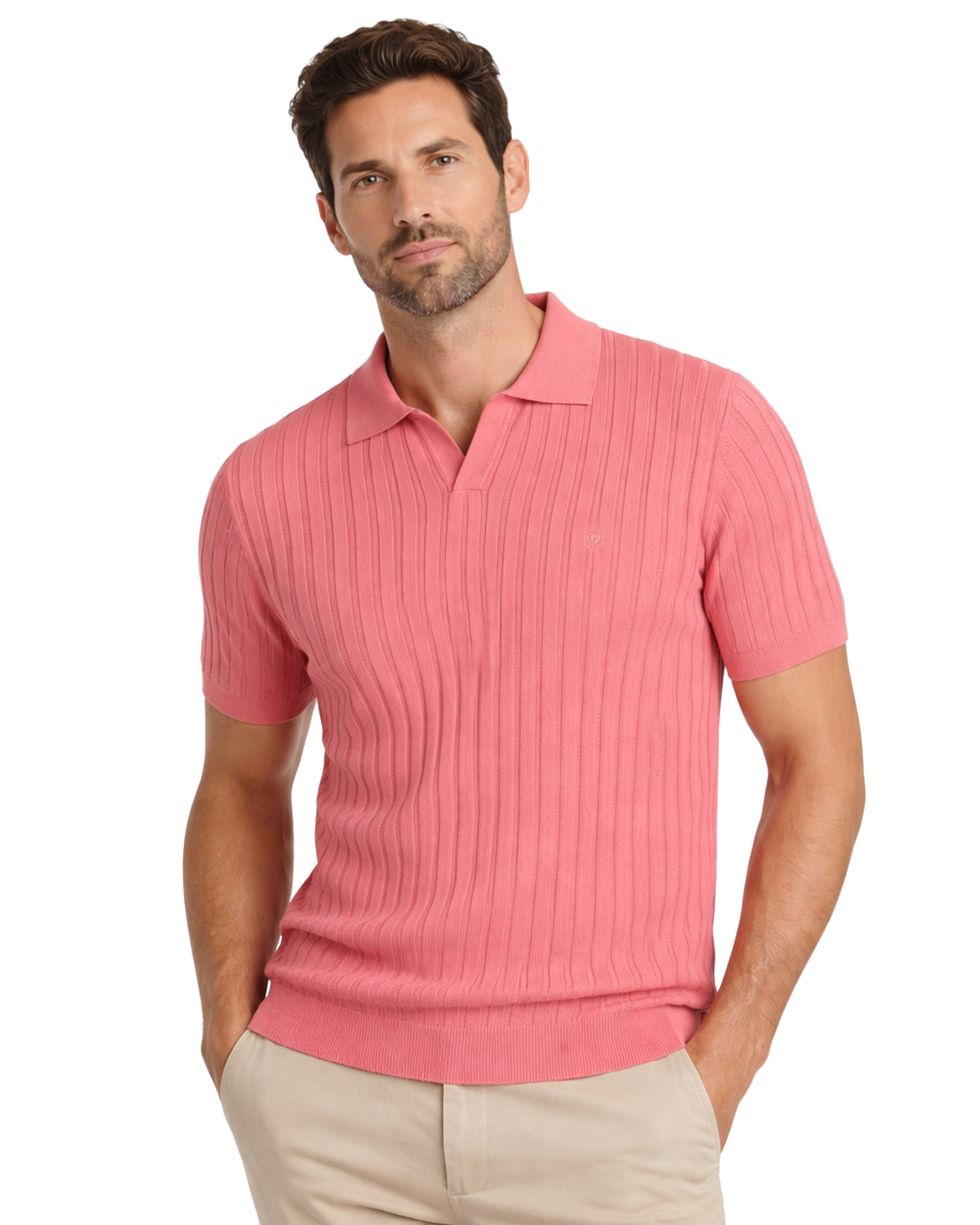 Serie 406 Suéter cuello V tricotosa color petunia