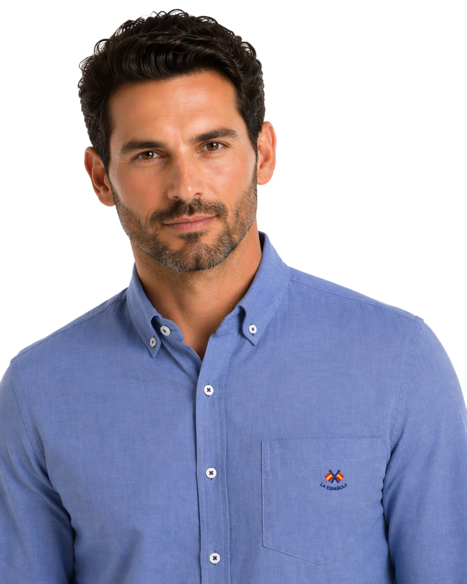 Camisa regular tejido oxford con bolsillo serie 35505 c11 azulón
