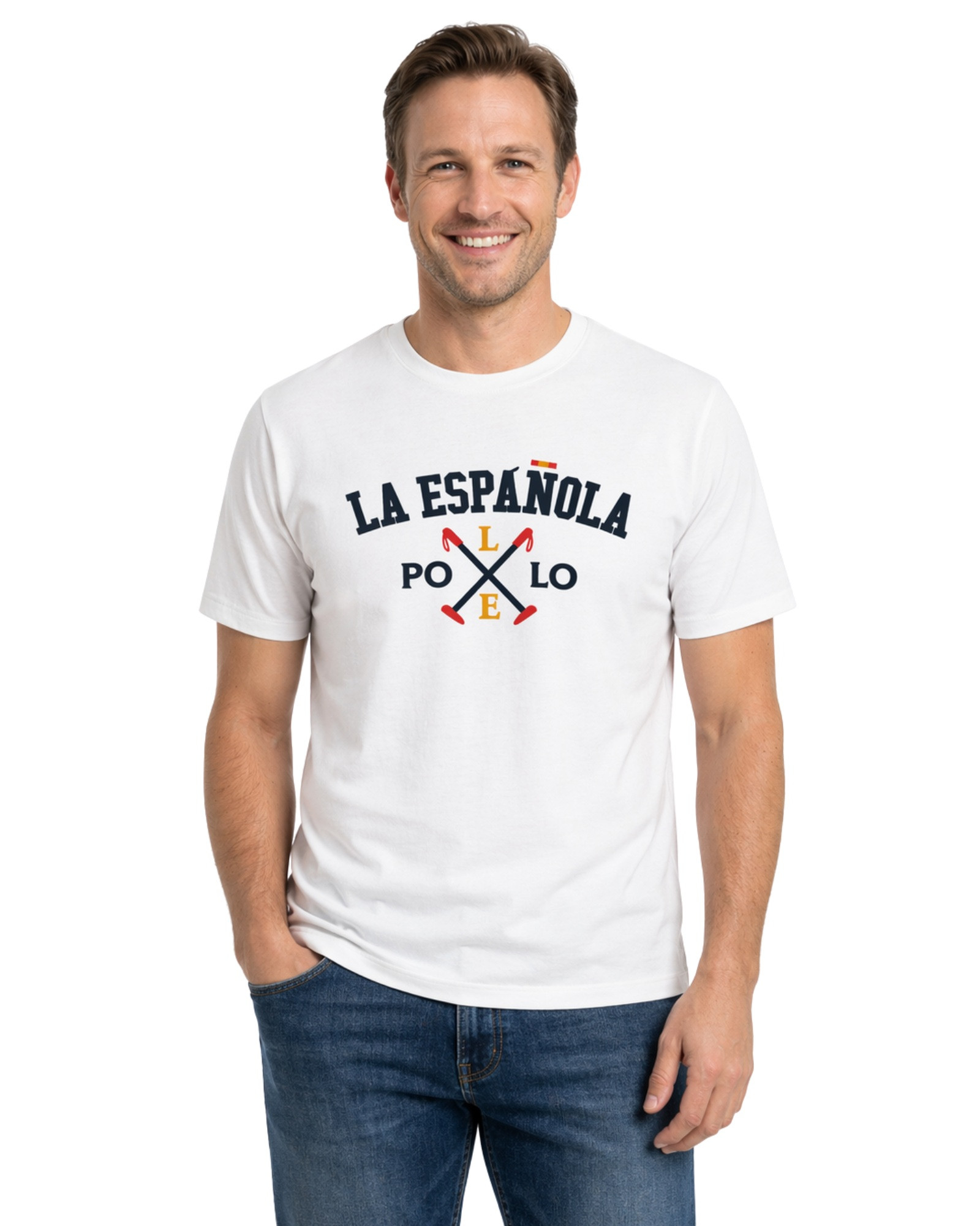 Camiseta cuello caja estampada algodón organico color blanco serie 10947