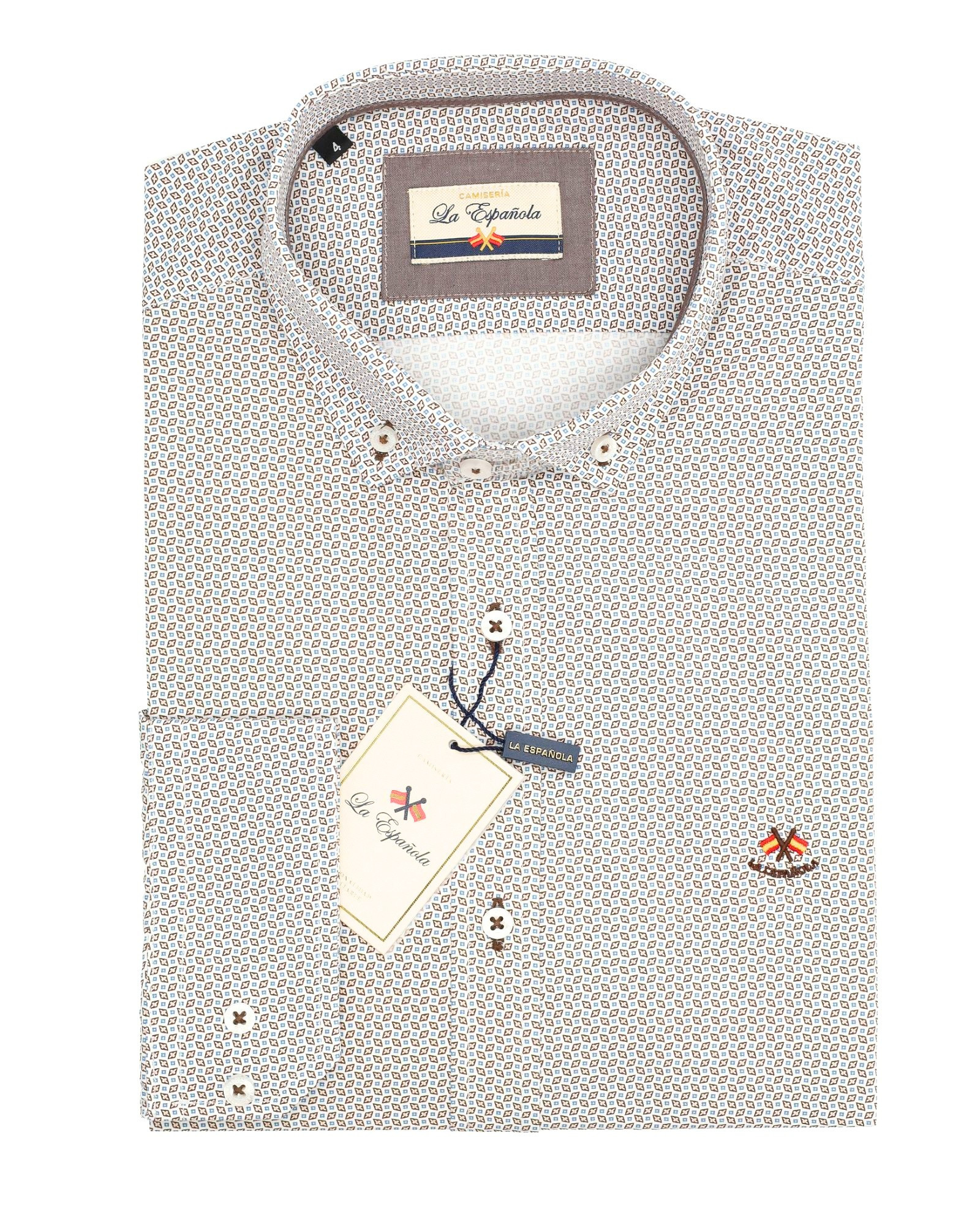 Camisa microestampada  algodón  cuello botón serie 56691