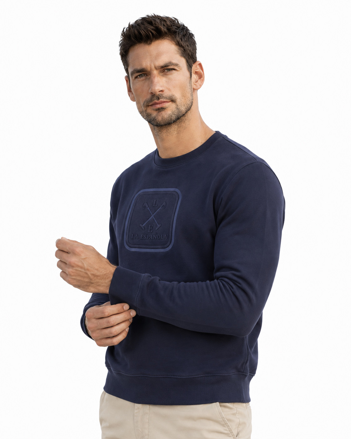 Sudadera cuello caja algodón color marino serie 10999