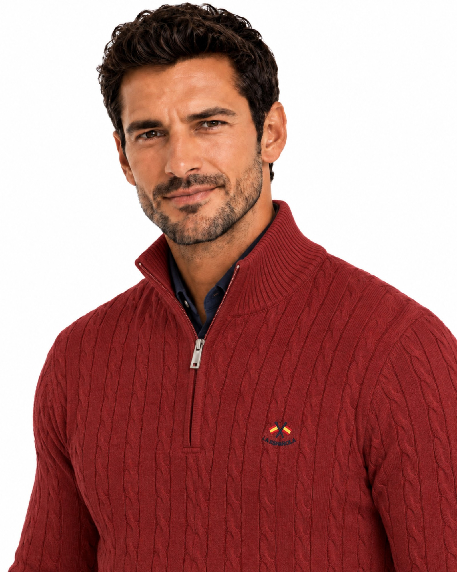 Suéter cuello cremallera ochos color rojo serie 11010