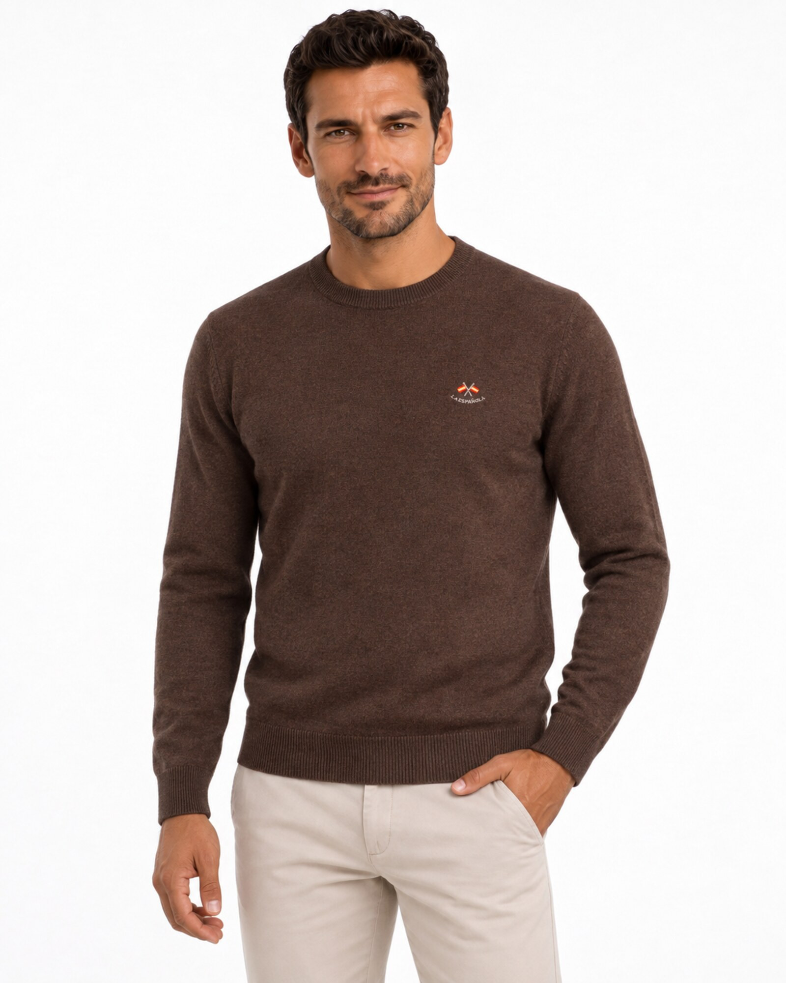 Suéter cuello caja cachemire color chocolate serie 11004