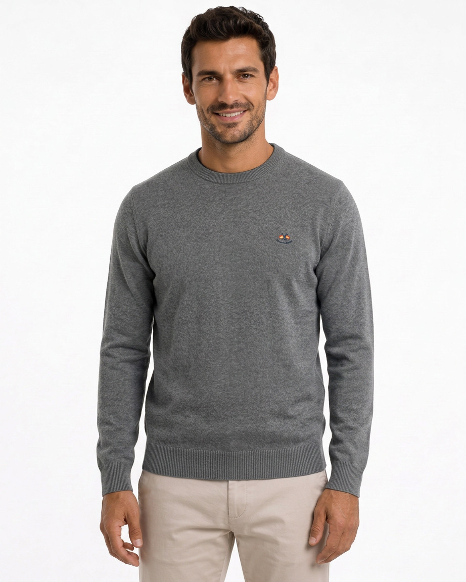 Suéter cuello caja cachemire color gris serie 11004
